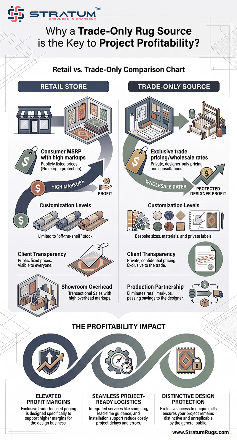 The difference between retail focused v/s trade only for the architects and interior designers